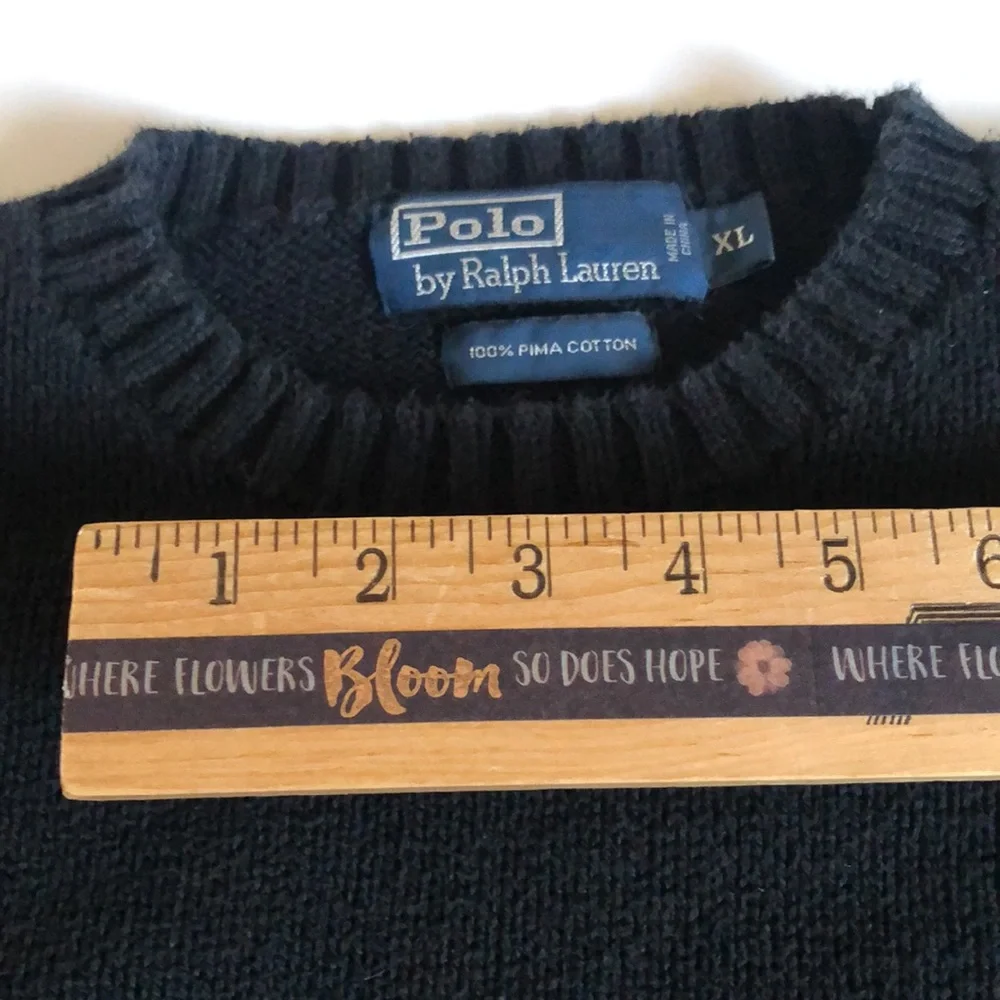 Polo Ralph Lauren Black Crewneck Sweater XL Ralph Lauren Cotton Basic Sweater